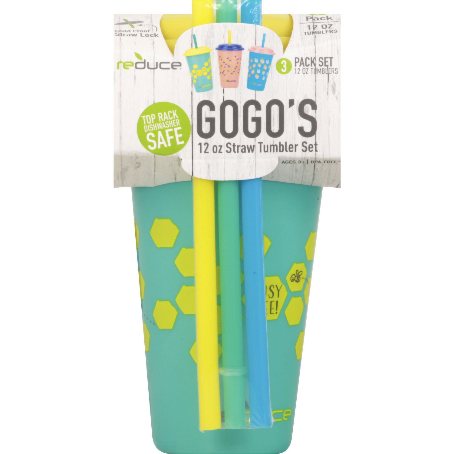 2X Reduce GoGo's Straw Tumblers 12 oz (3 Pack Sets) Lot of 2