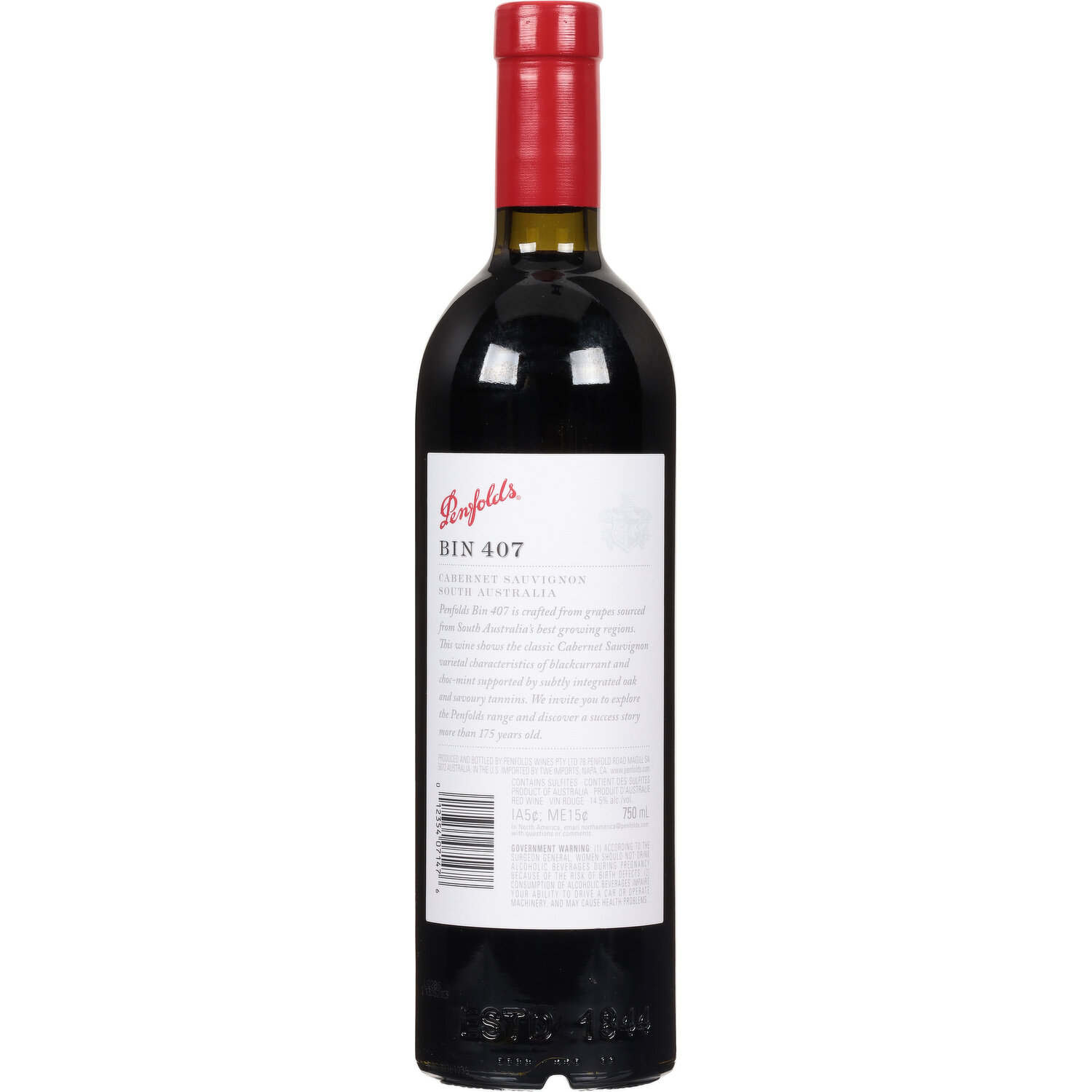 Penfolds Cabernet Sauvignon, Bin 407, South Australia, 750 Millilitre