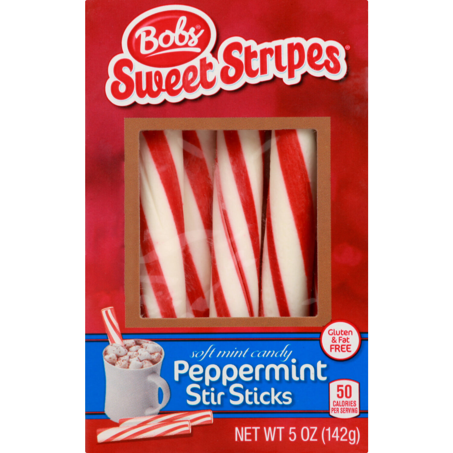 Blue and White Candy Cane Stripe Stirring Straws