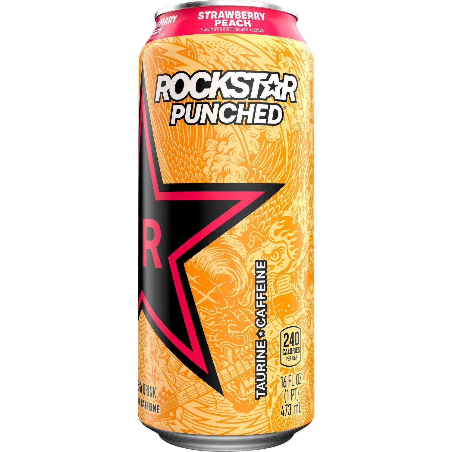 Rockstar Energy Drink, Whipped Strawberry 16 Fl Oz, Energy