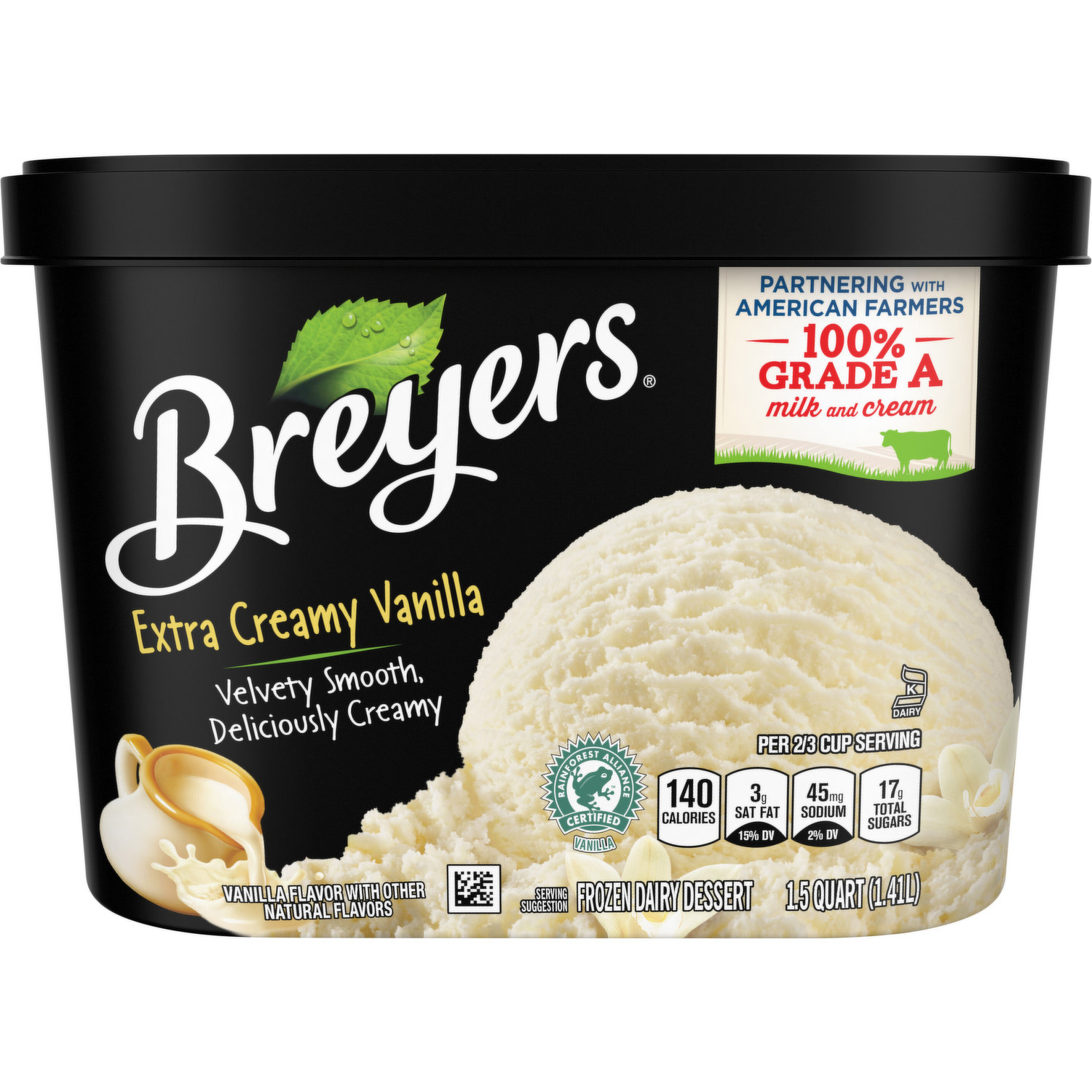 Breyers Frozen Dairy Dessert, Extra Creamy Vanilla, 1.5 Quart