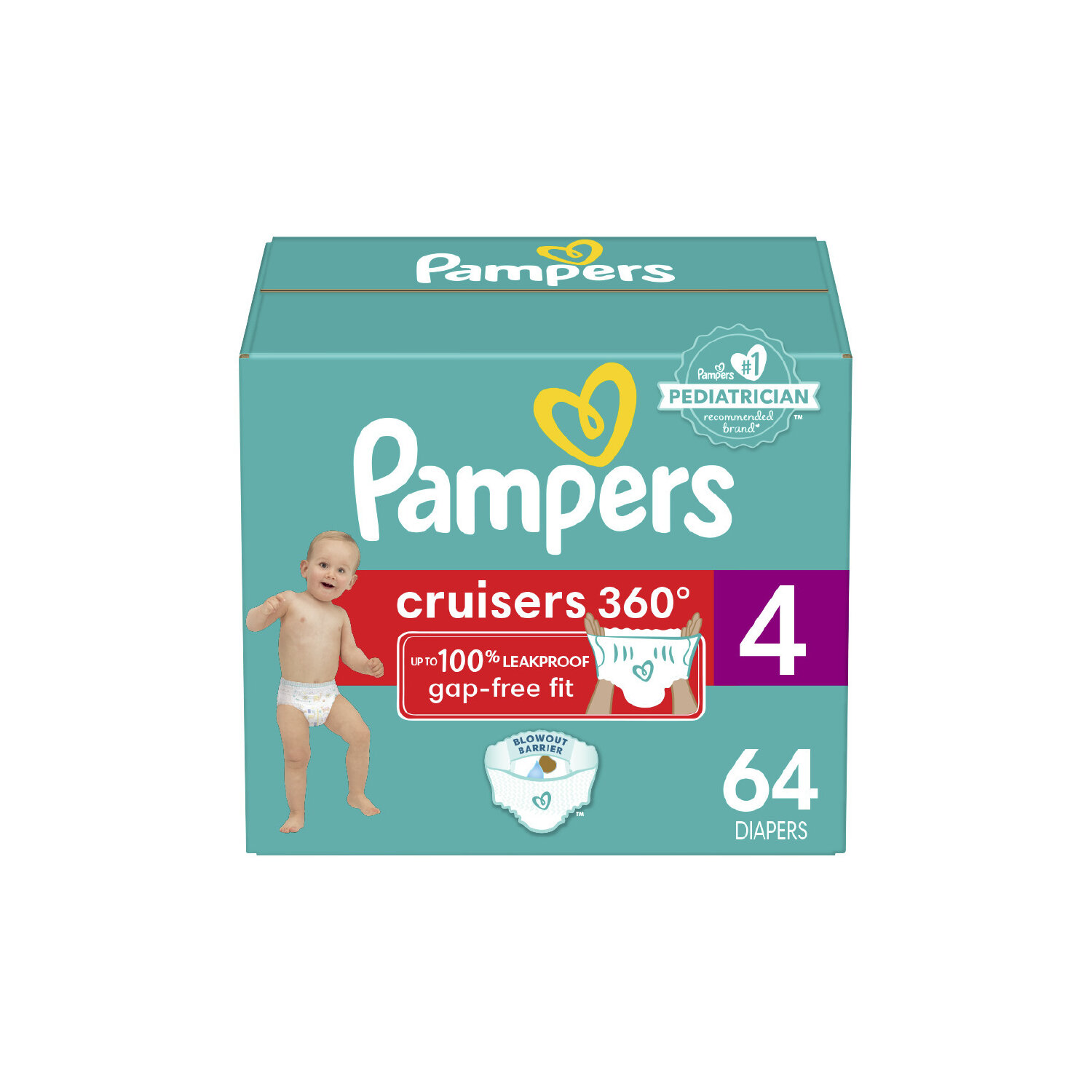 Pampers Diapers Size 4 - Cruisers 360˚ Fit Disposable Baby Diapers with  Stretchy Waistband, 64 Count, Super Pack (Packaging May Vary) : :  Baby