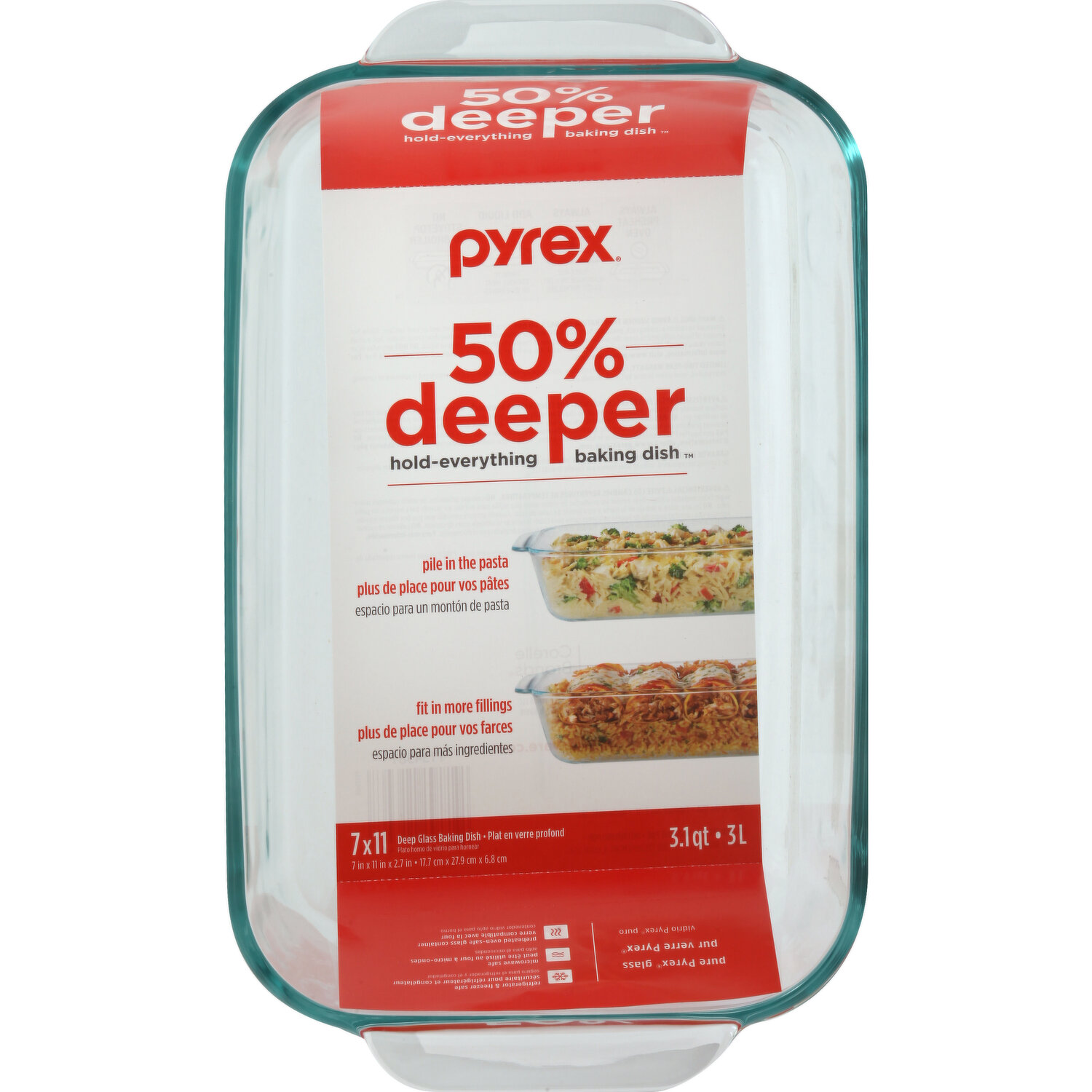 Pyrex Baking Dish, Deep Glass, 3.1 Quart, with Lid