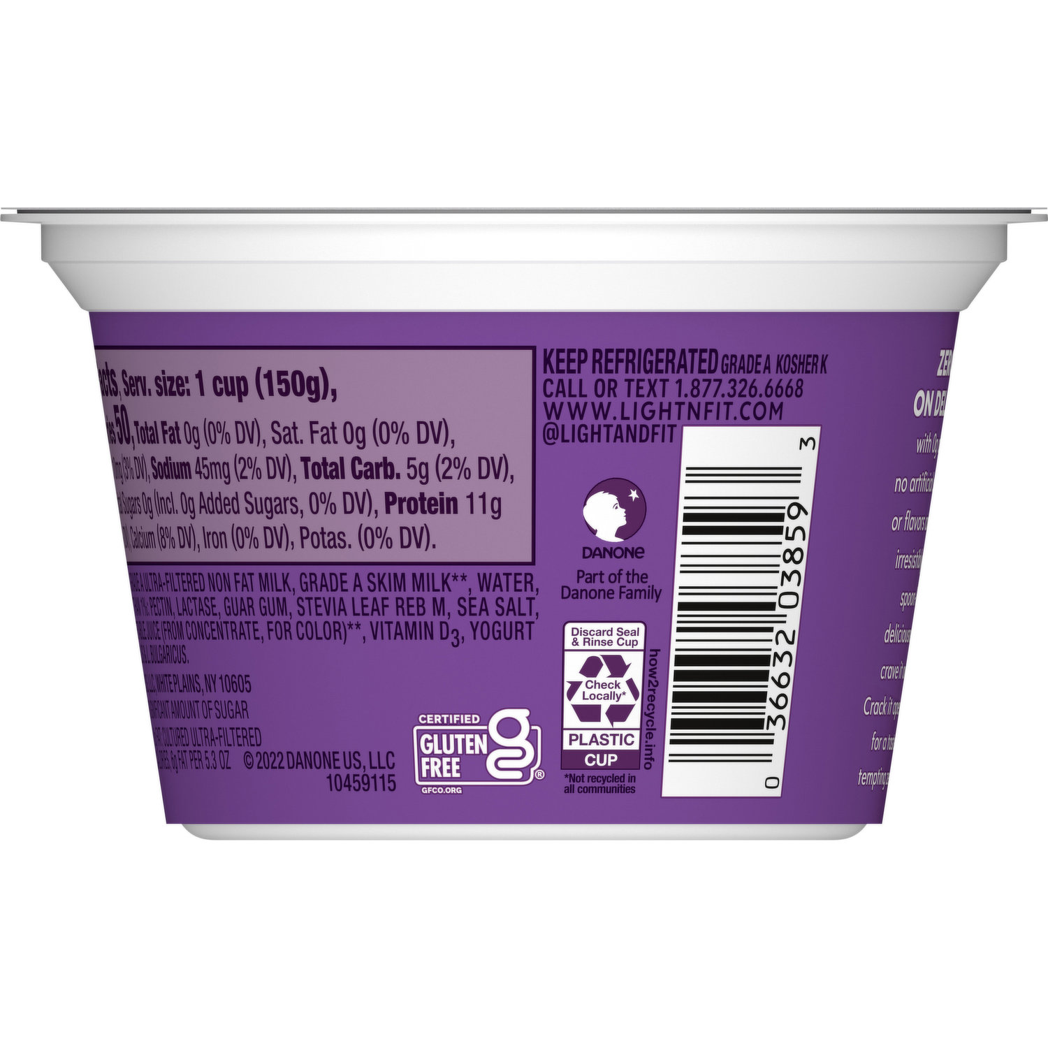 Yogurt Danone light & free skyr berries pote 140 g