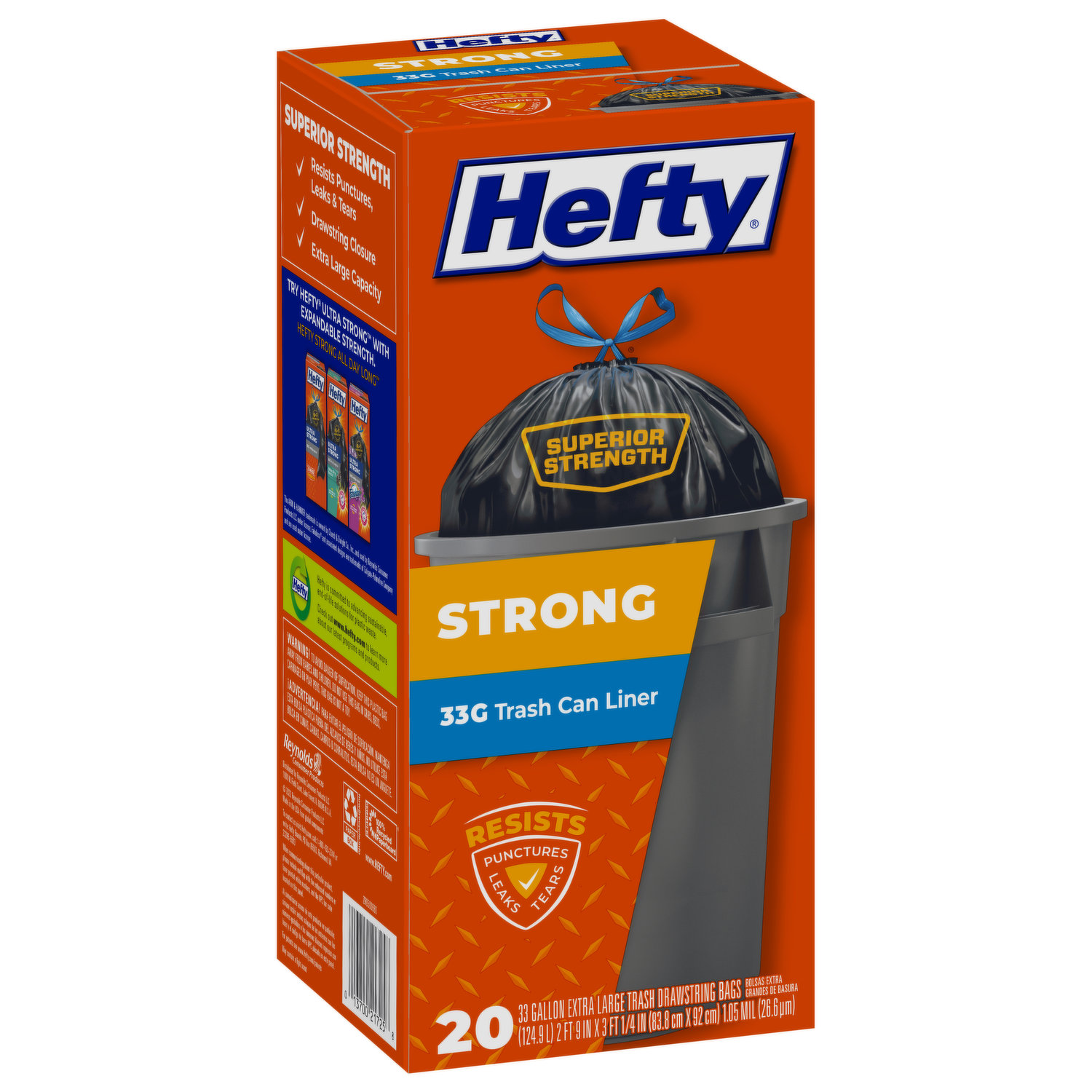 Hefty Strong Large Trash Can Liner Drawstring Trash Bags