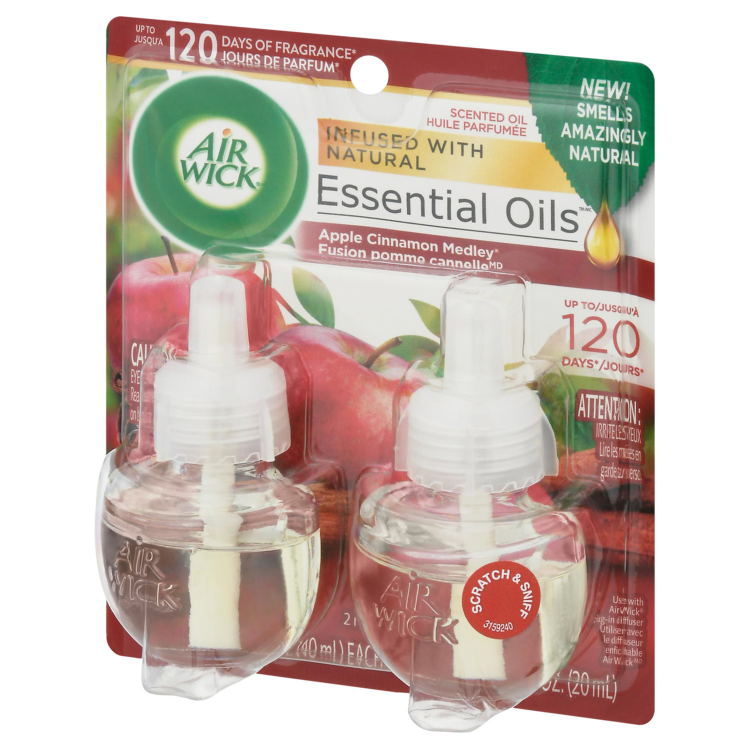 Air Wick Plug in Scented Oil Refill, Apple Cinnamon Medley, 5ct, Air  Freshener, Essential Oils