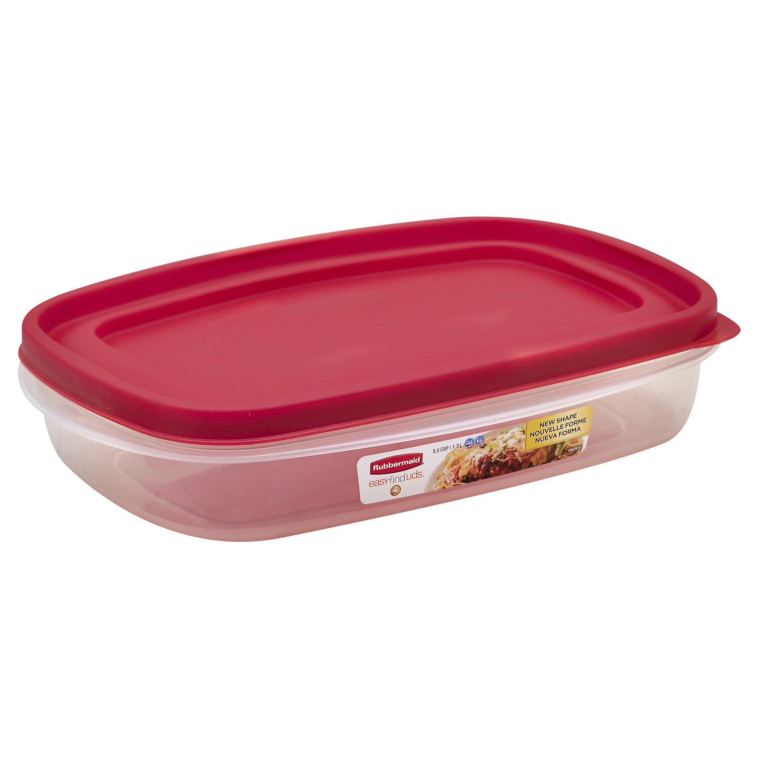 Rubbermaid Easy Find Lids Food Storage Container, Large with Red Lid, 2.5  Gallon