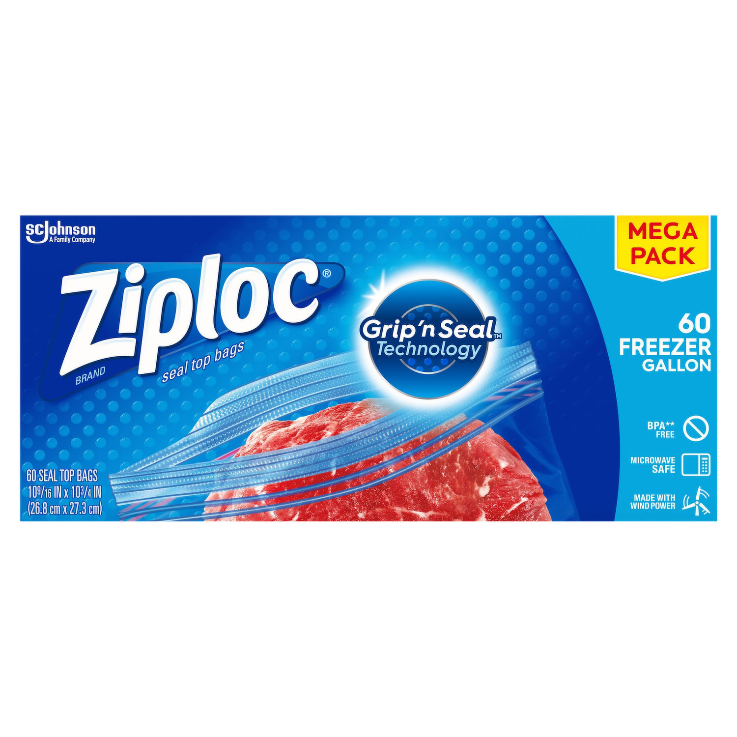 Ziploc® Brand Freezer Bags with Grip 'n Seal Technology, Quart, 19