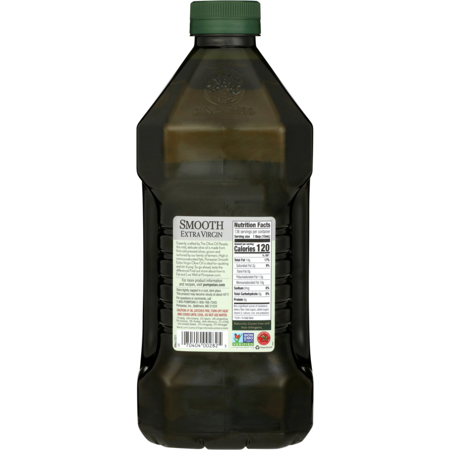 Pompeian Smooth Extra Virgin Olive Oil, First Cold Pressed, Mild and  Delicate Flavor, Perfect for Sauteing and Stir-Frying, Naturally Gluten  Free