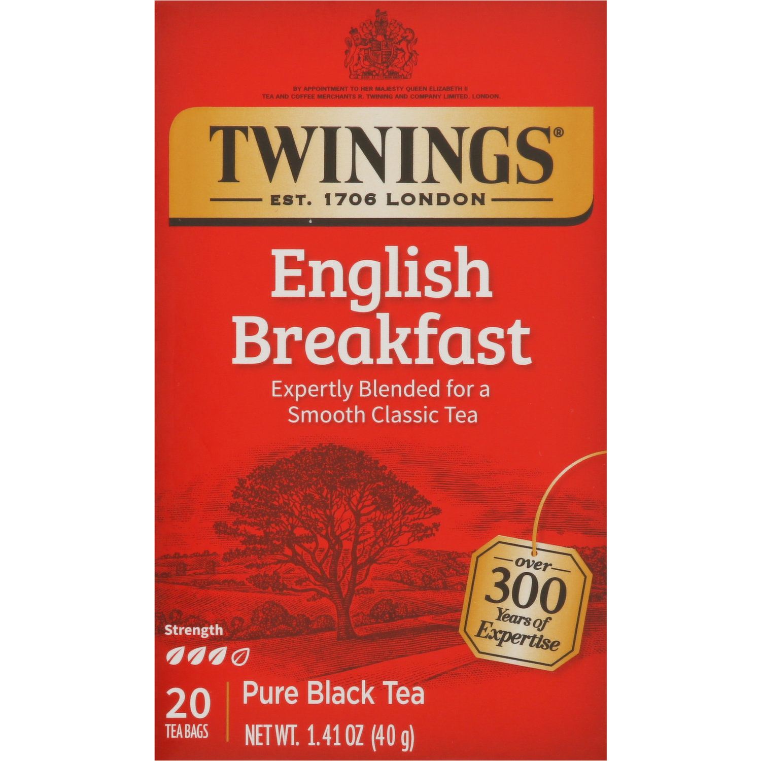 Twinings of London Decaffeinated English Breakfast Tea - 20 bags, 1.41 oz box