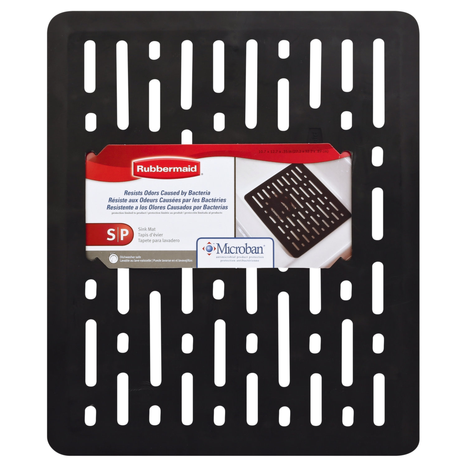 Rubbermaid Sink Mat, Anti-Microbial, White, 12.7 x 10.7 x .4-In.