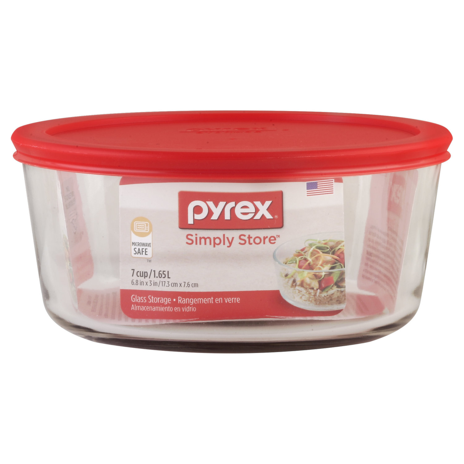 Pyrex 7 Cup Glass Round Storage Container Blue