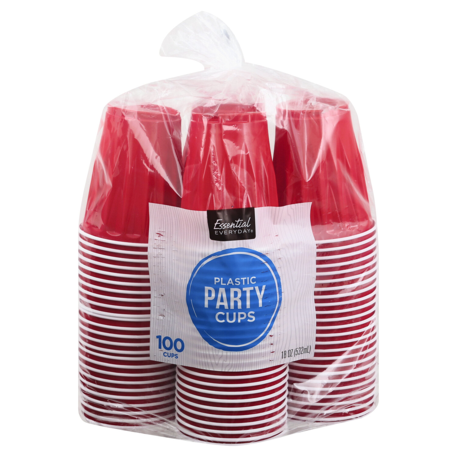 Great Value Everyday Disposable Plastic Cups, Red, 18 oz, 120