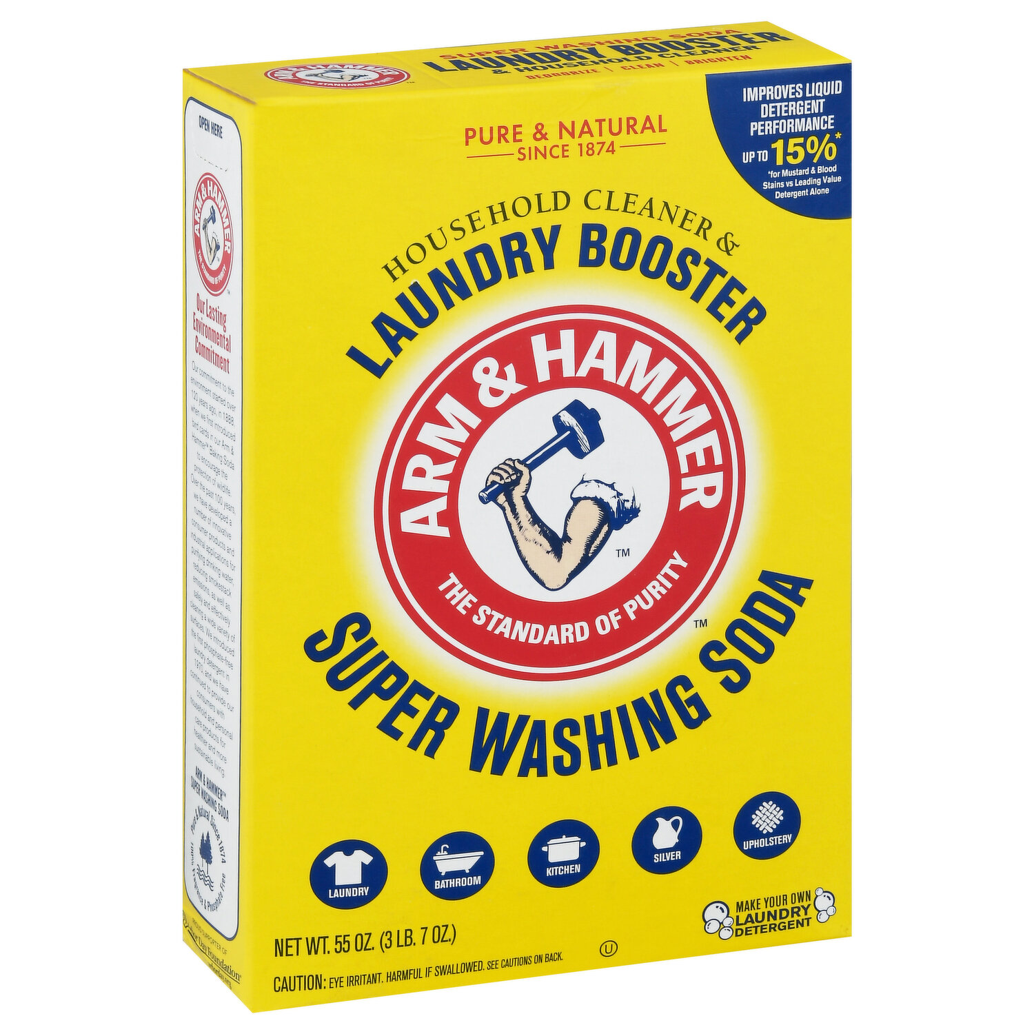 Arm & Hammer Laundry Booster, Super Washing Soda, 55 Ounce