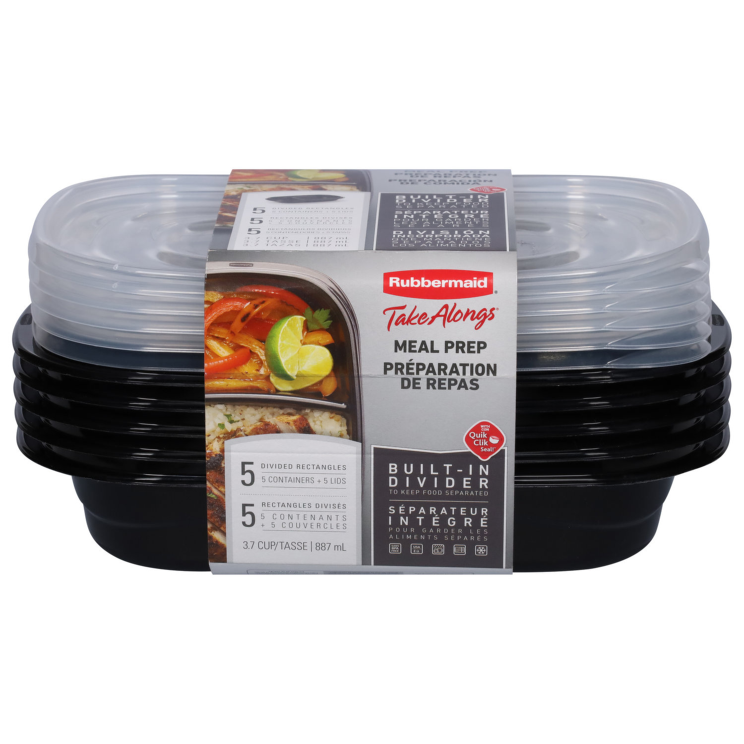 Rubbermaid Easy Find Lids Container + Lid, Divided, 5.3 Cups, Plastic  Containers