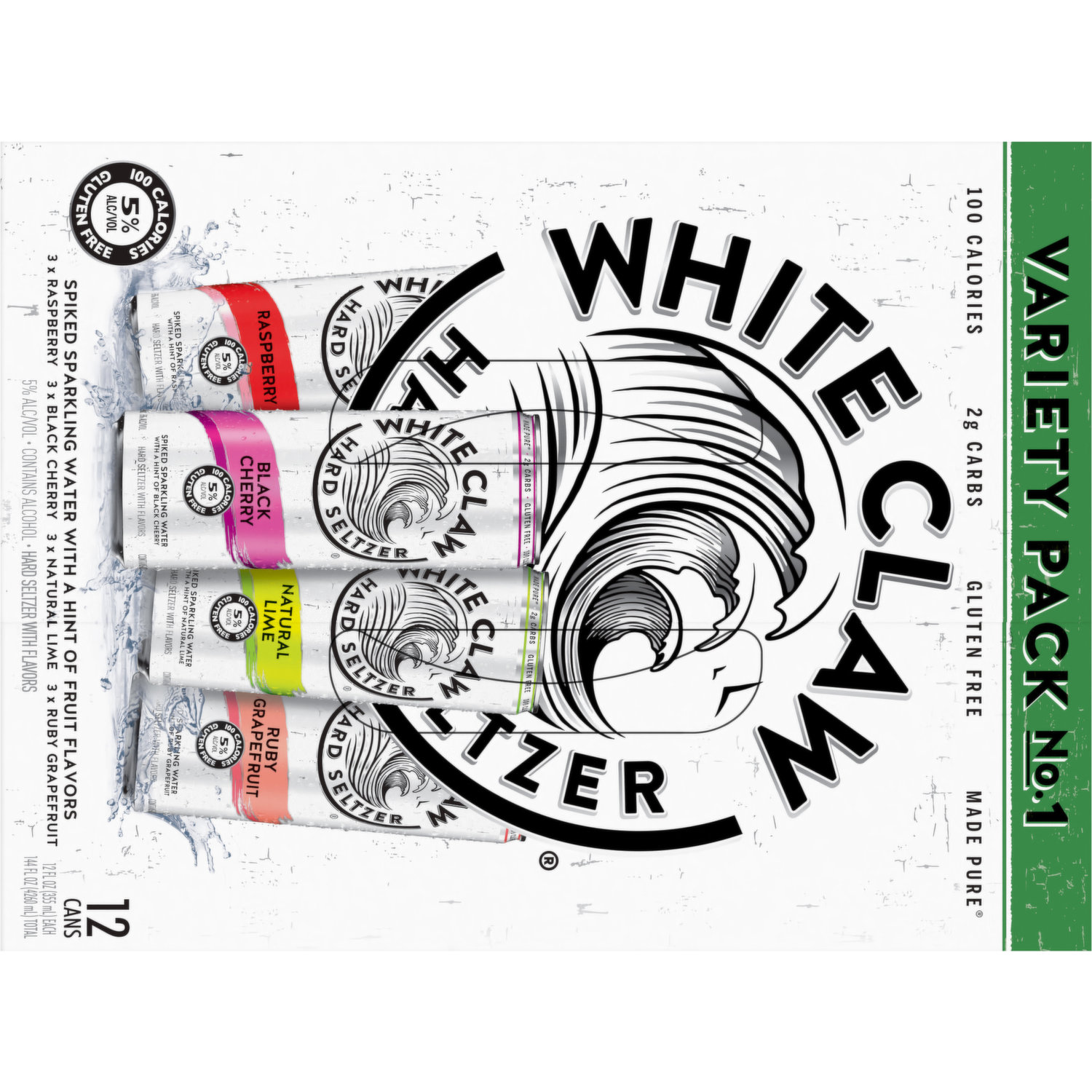 White Claw Hard Seltzer, Variety Pack No. 1, 12 Pack, 12 fl oz Cans