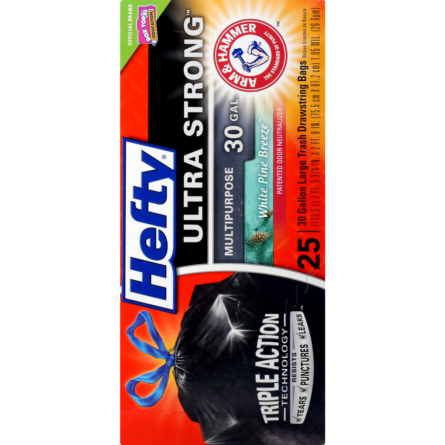 Hefty Ultra Strong Multipurpose Large Trash Bags, 25 Count (Pack of 1),  Black