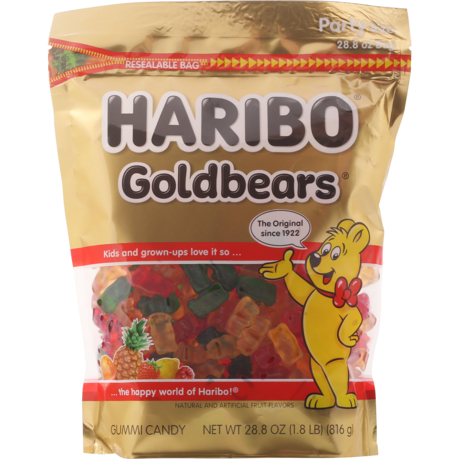 Haribo Gold-Bears Gummy Bears Candy: 1.8LB Bag