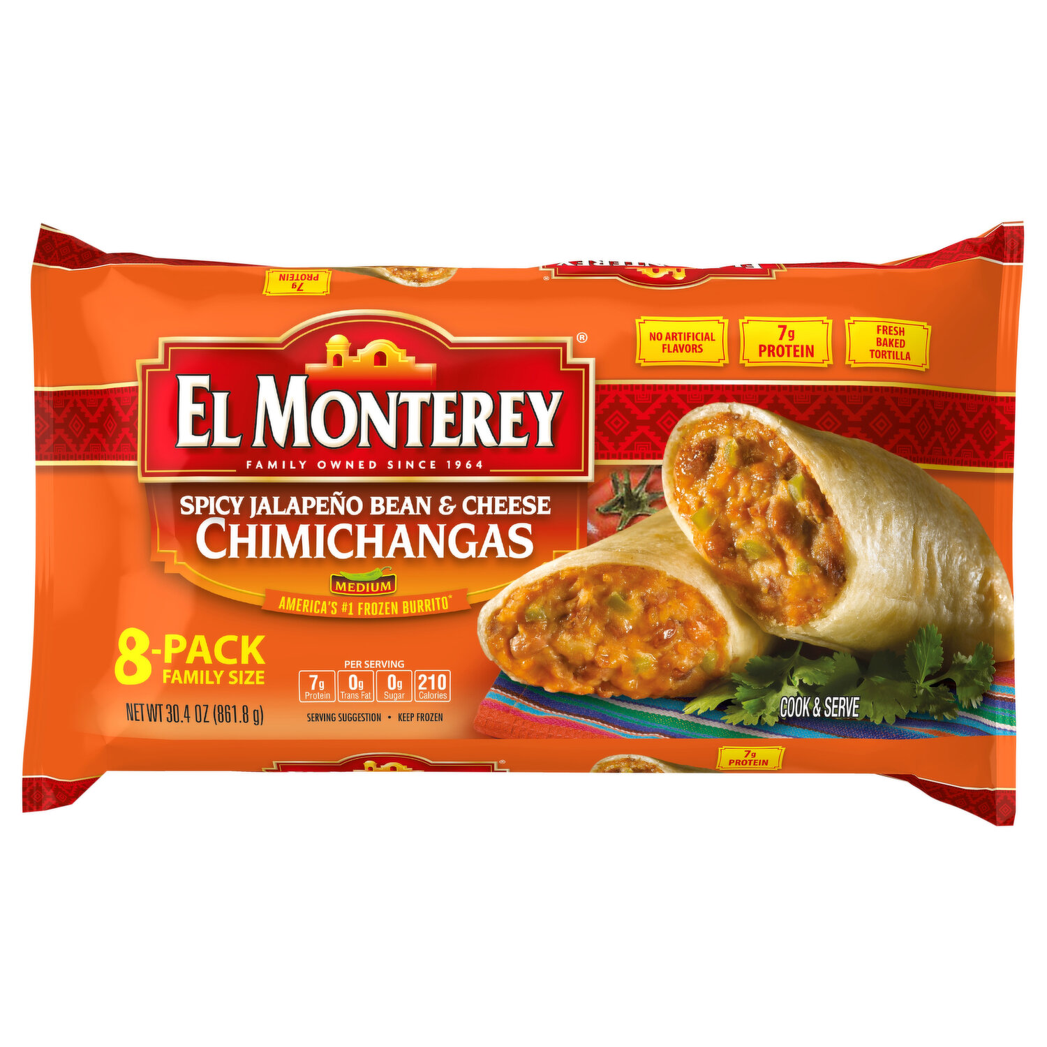 El Monterey Chimichangas Medium Spicy Jalapeno Bean & Cheese, Eggs Rolls &  Burritos