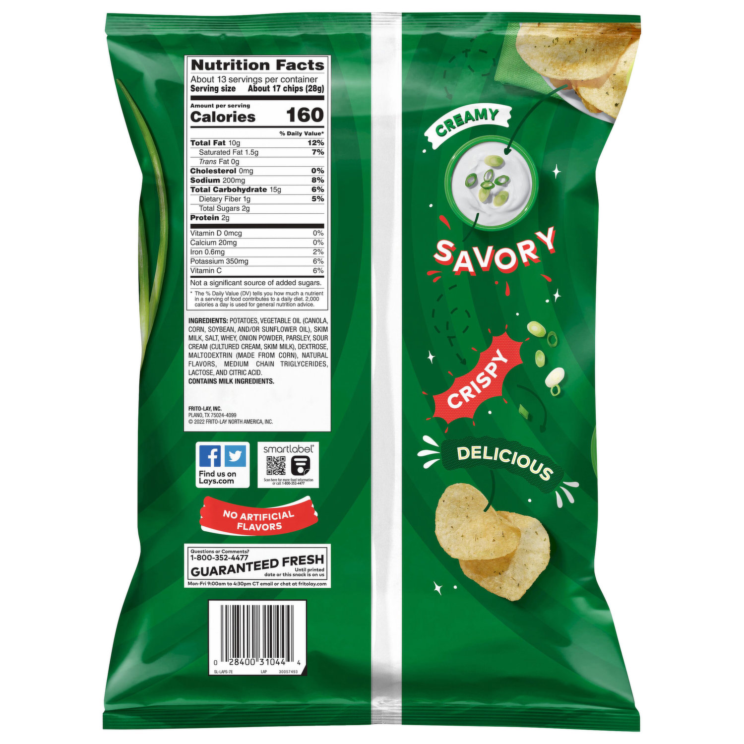 lays sour cream and onion nutrition facts