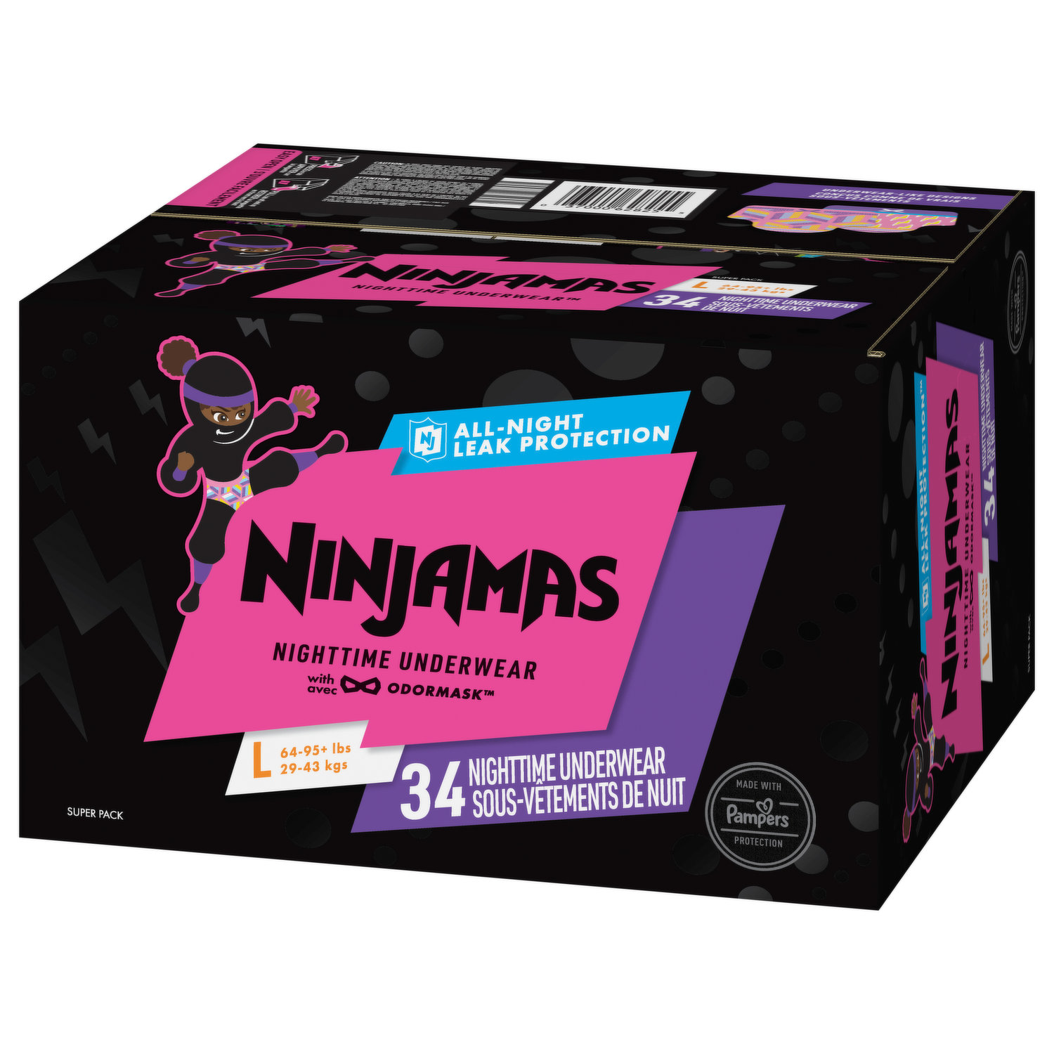 Ninjamas Nighttime Bedwetting Underwear Boys Large (64-95+ lbs