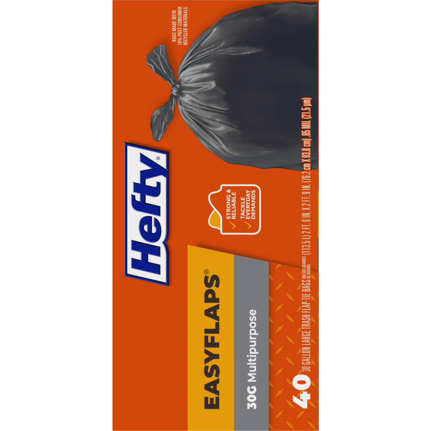  Hefty Easy Flaps Multipurpose Large Trash Bags, Unscented, 6  pack of 40 count 30 gallon bags : Health & Household