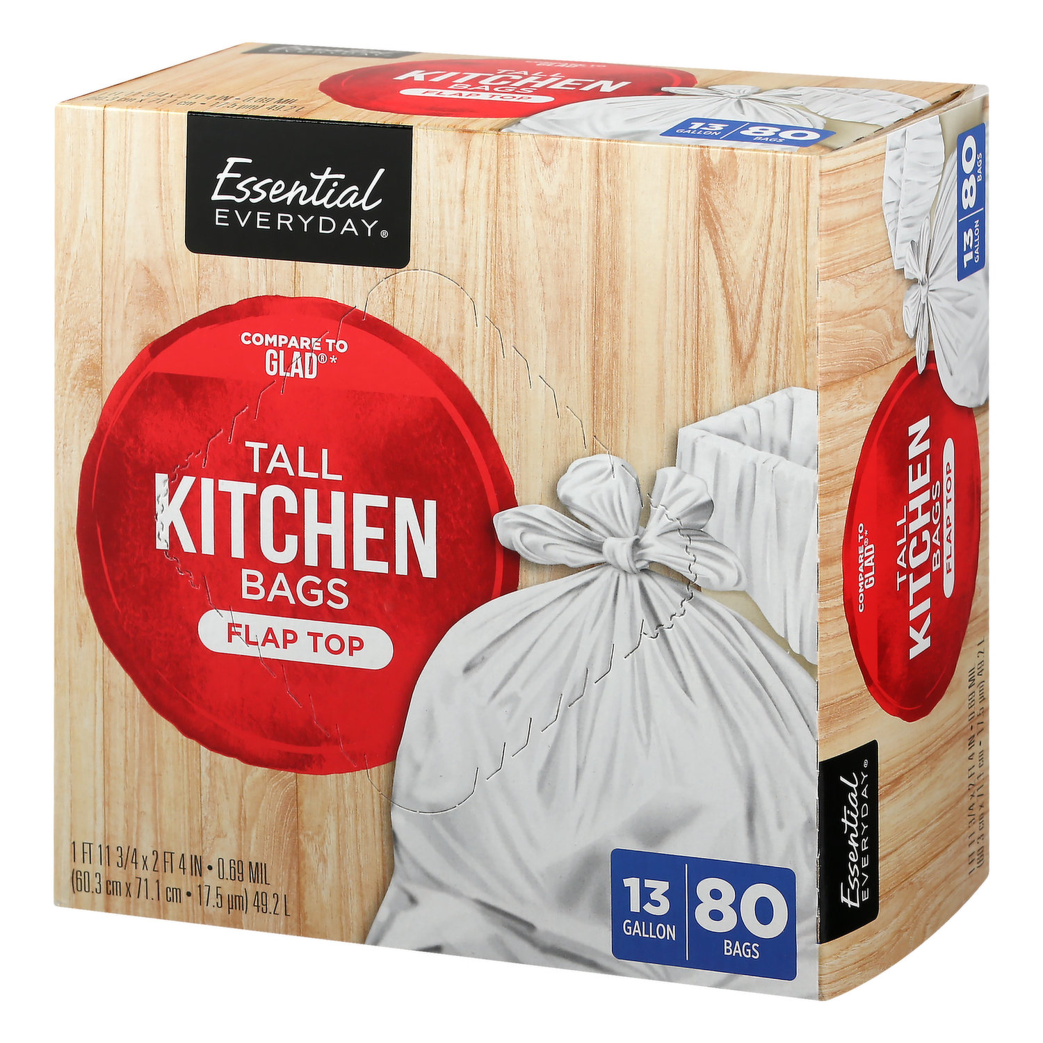 Essential Everyday 13 Gal Tall Kitchen Hawaiian Scent Trash Bags - 40 ct