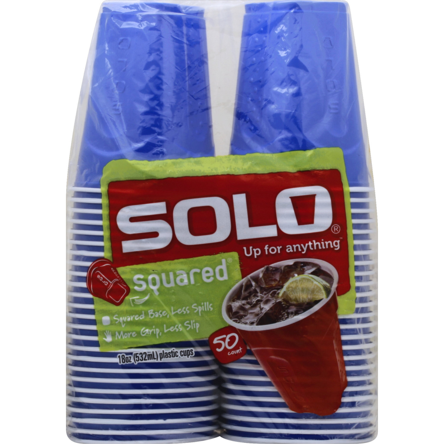 Solo Disposable Plastic Cups, Red, 18oz, 50 Count