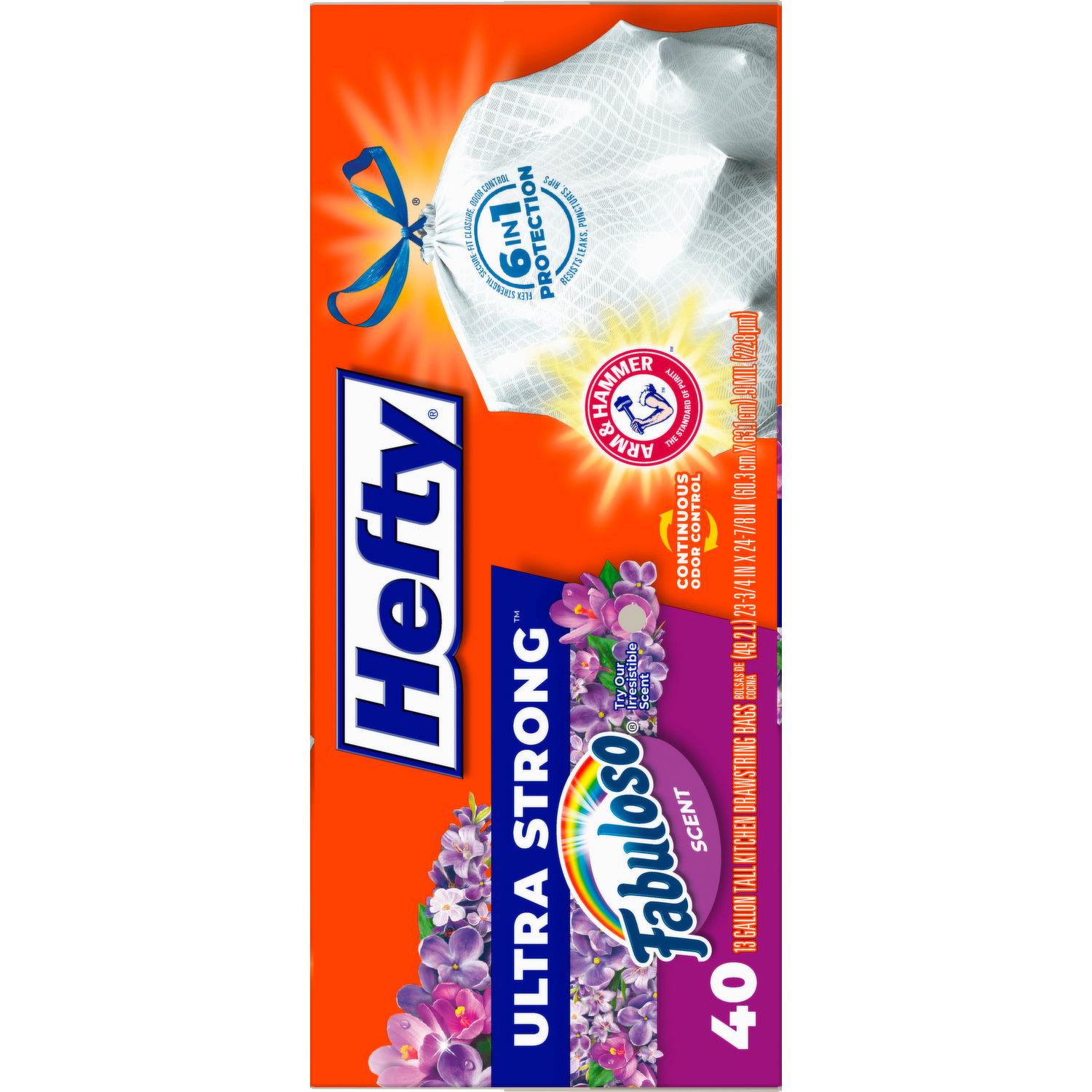 Hefty Tall Kitchen Bags, Ultra Strong, Drawstring, Fabuloso Scent, 13 Gallon