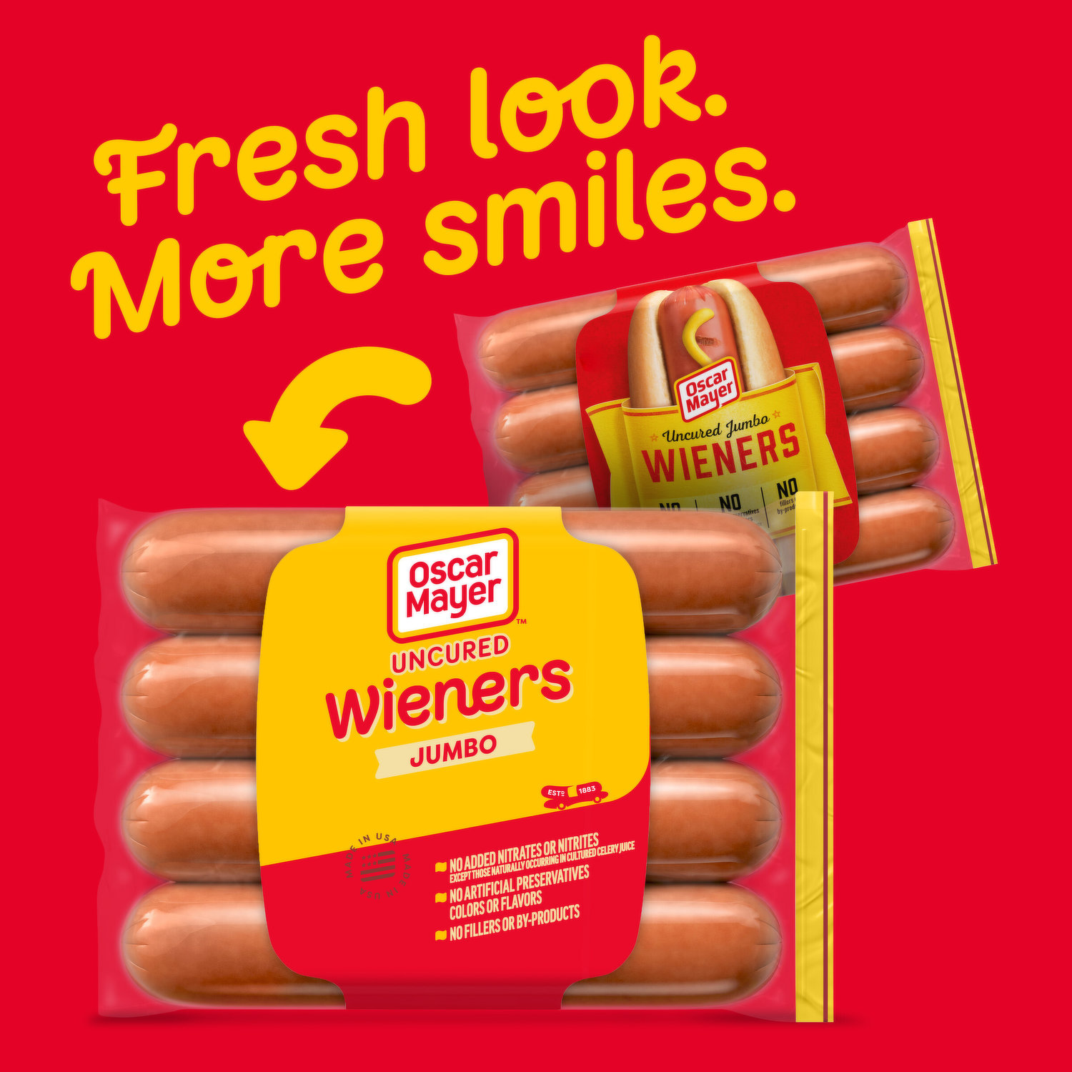 Oscar Mayer Uncured Jumbo Wieners Hot Dogs 8 Each