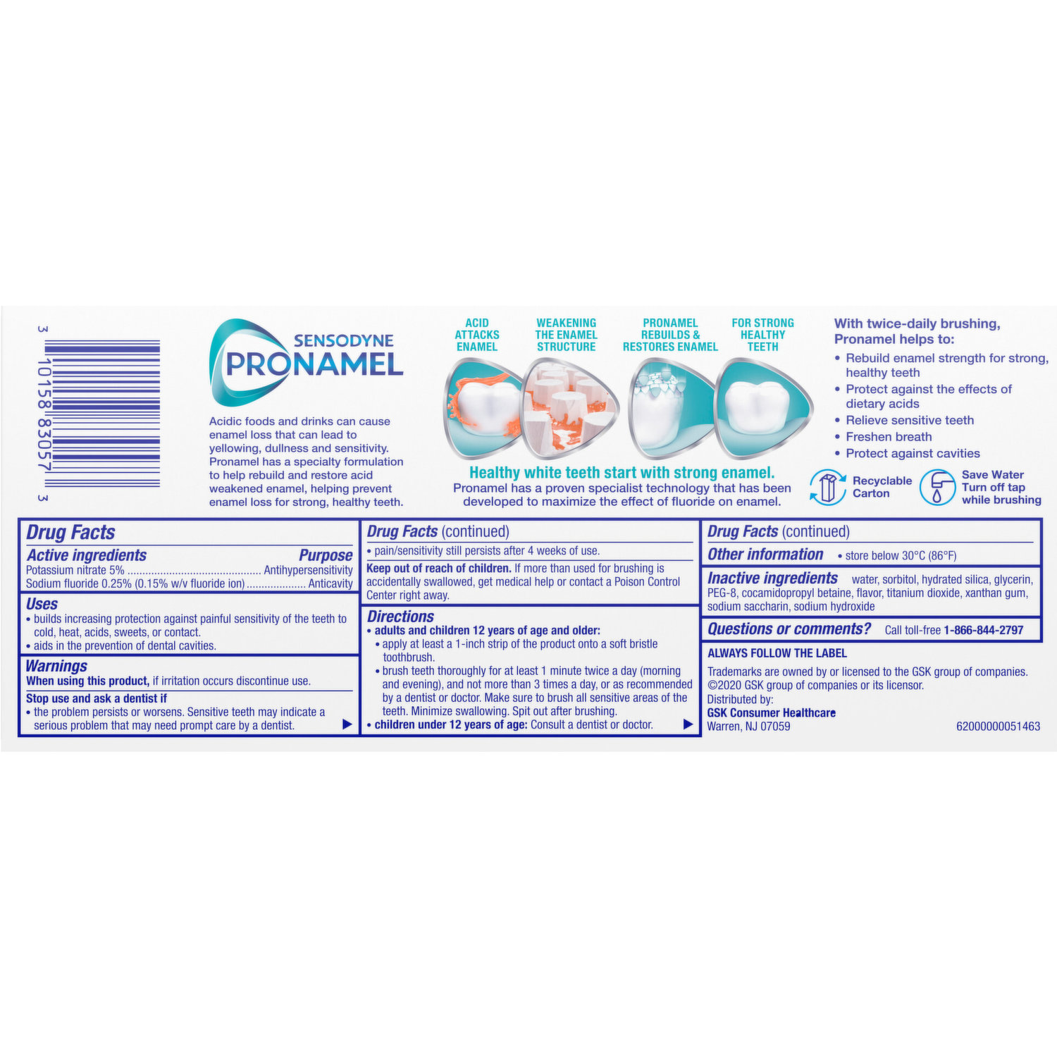 sensodyne pronamel inactive ingredients