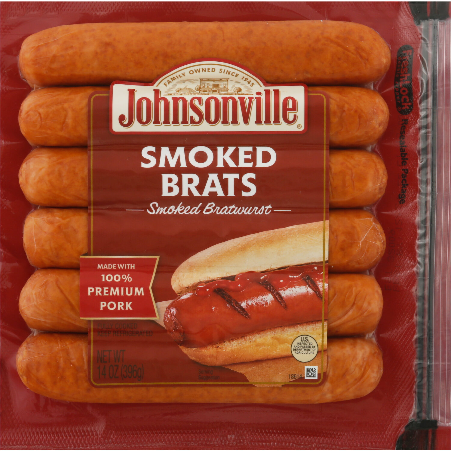 Johnsonville Smoked Bratwurst, 14 oz