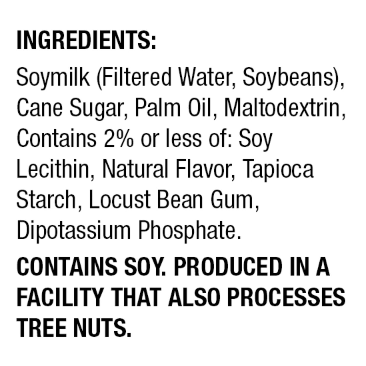 Silk Soy Creamer Original Allergy and Ingredient Information