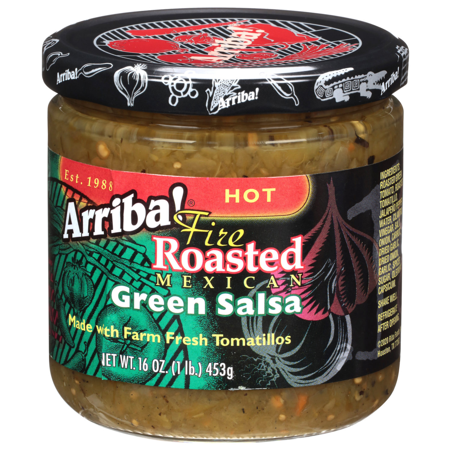国内正規品】 Arriba Fire Roasted Green Salsa, Hot, 16-Ounce Jars 