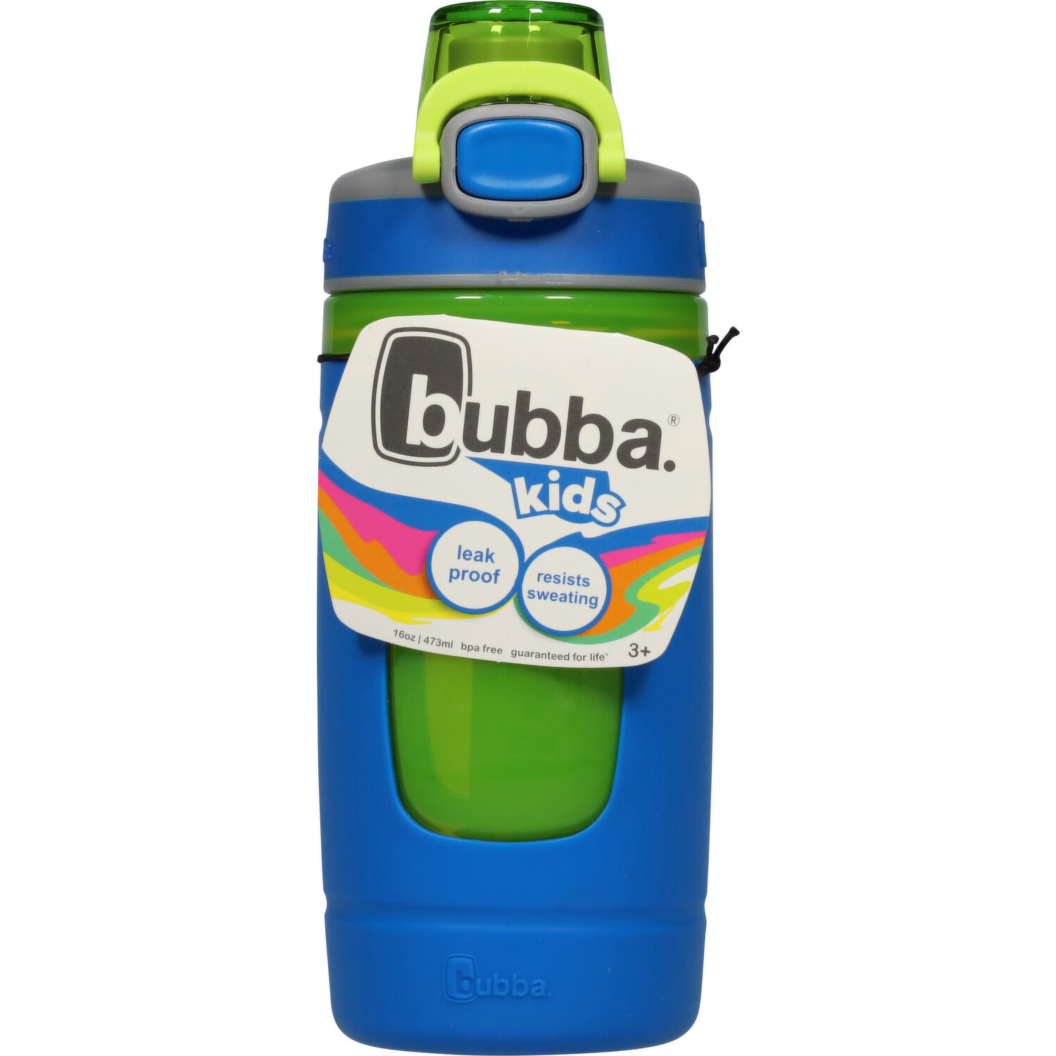 bubba Flo Kids Water Bottle with Silicone Sleeve, 16 oz, Mixed Berry