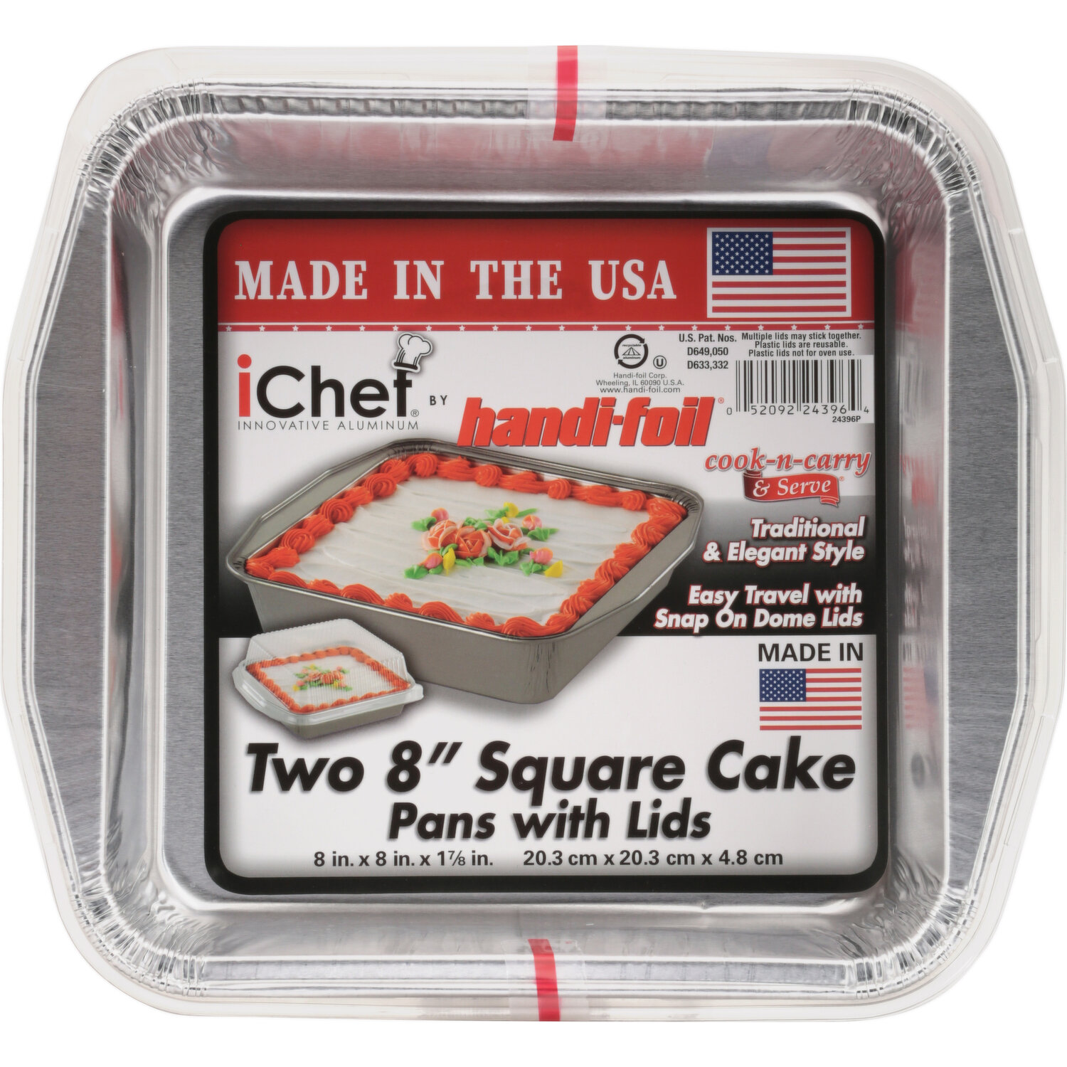 Handi-Foil Square Disposable Aluminum Foil Cake Pan w/Clear Dome