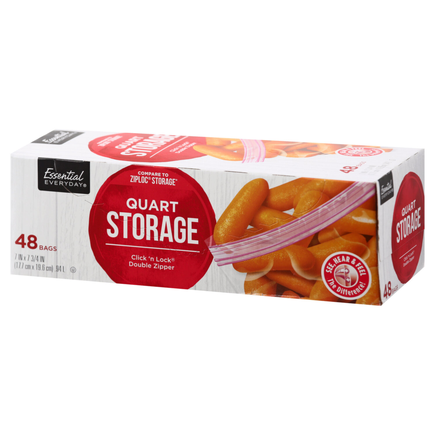 Ziploc Brand Storage Quart Bags, Plastic Storage Bags for Food, 48