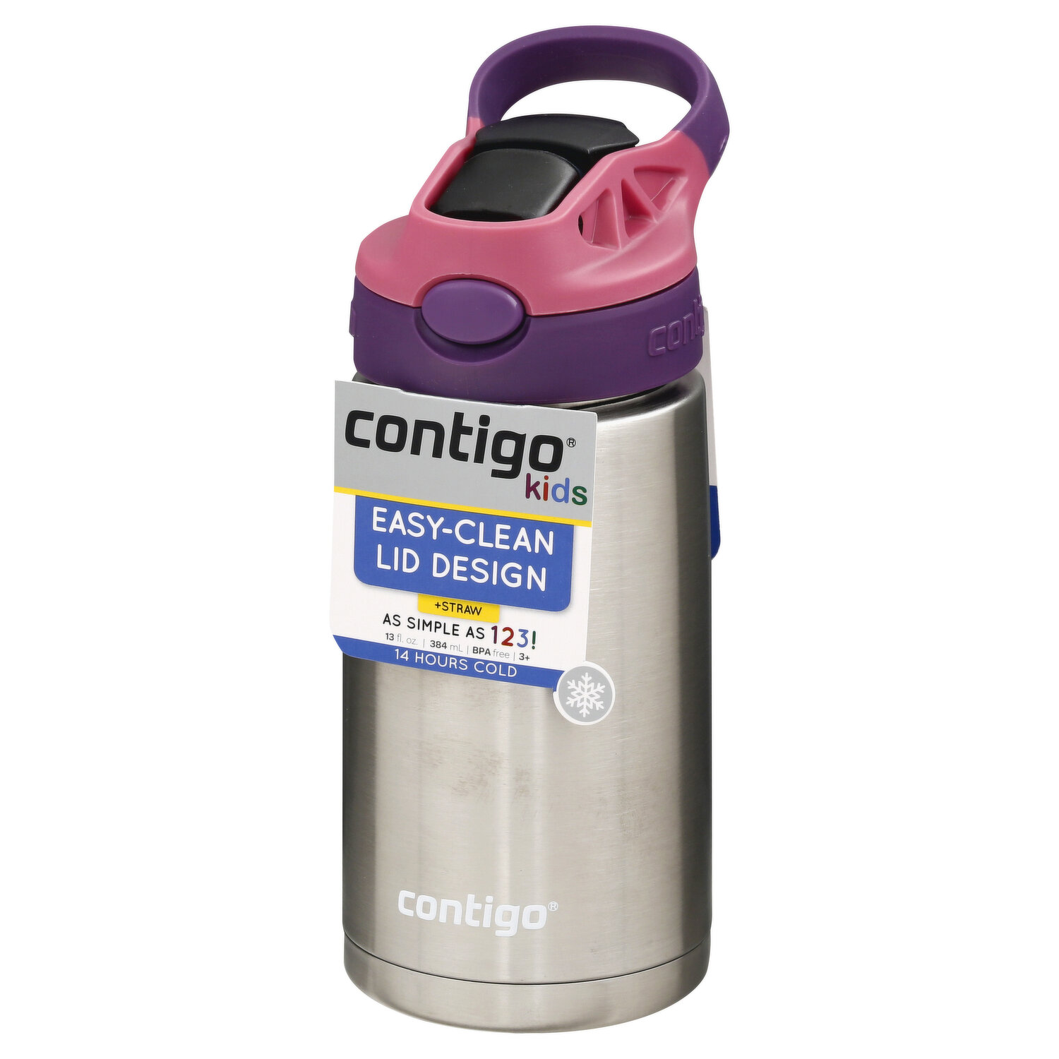 Contigo Kids Tumbler, +Straw, Eggplant Punch, Autospout, 13 Ounce