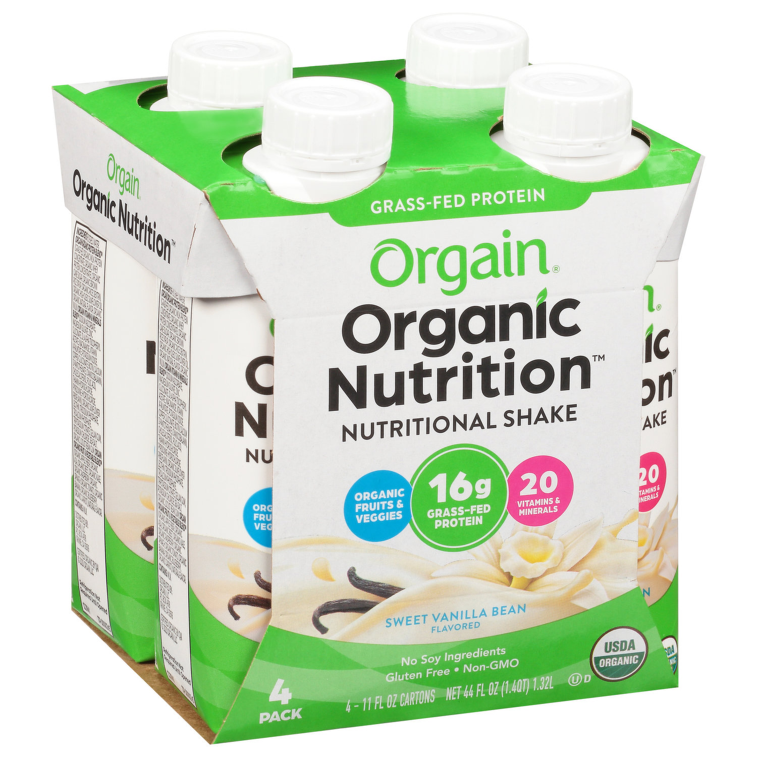 Orgain Grass Fed Clean Protein Shake, Vanilla Bean - Meal