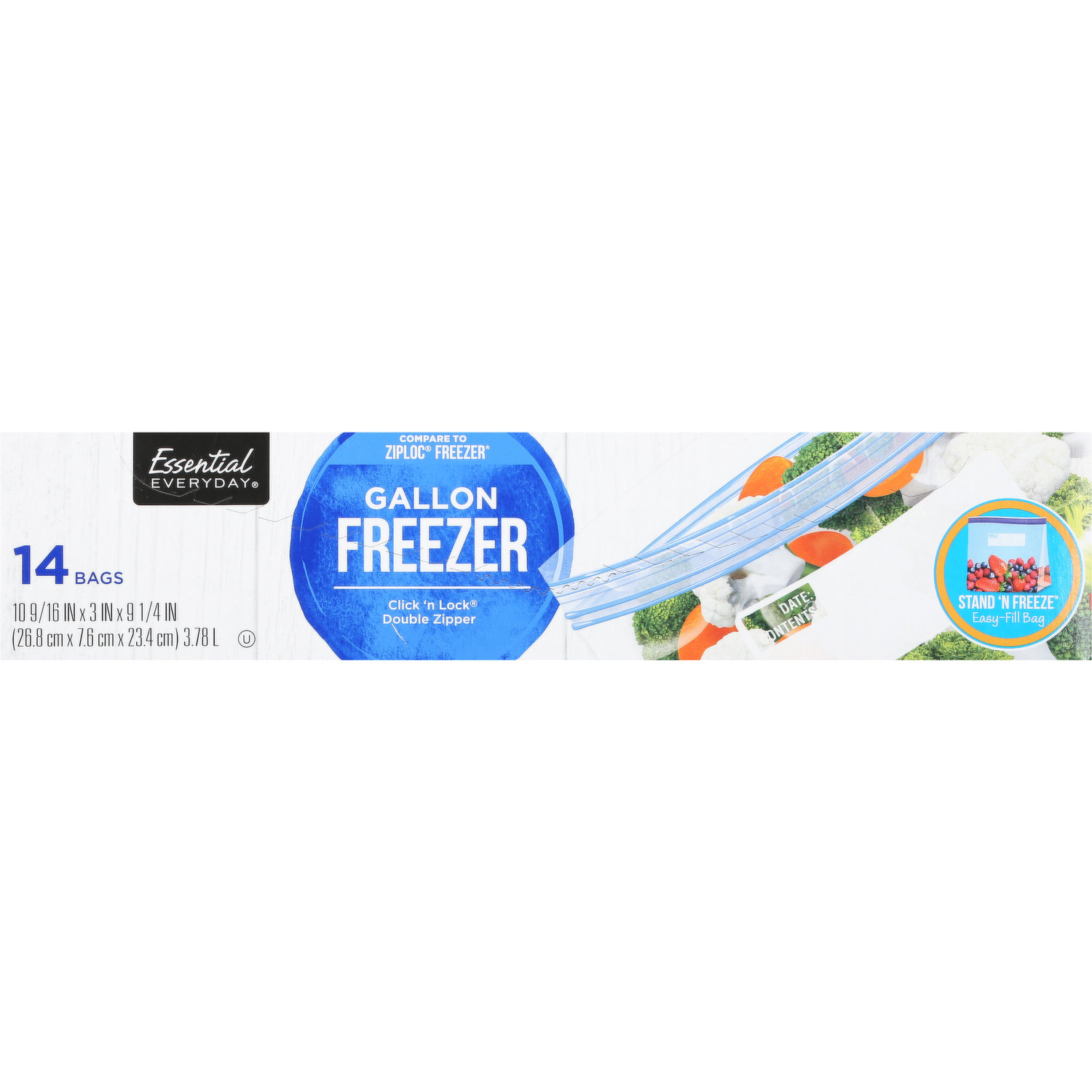  Diversey 94605 Ziploc 2 Gallon Commercial Freezer Bag, 100  Carton : Health & Household