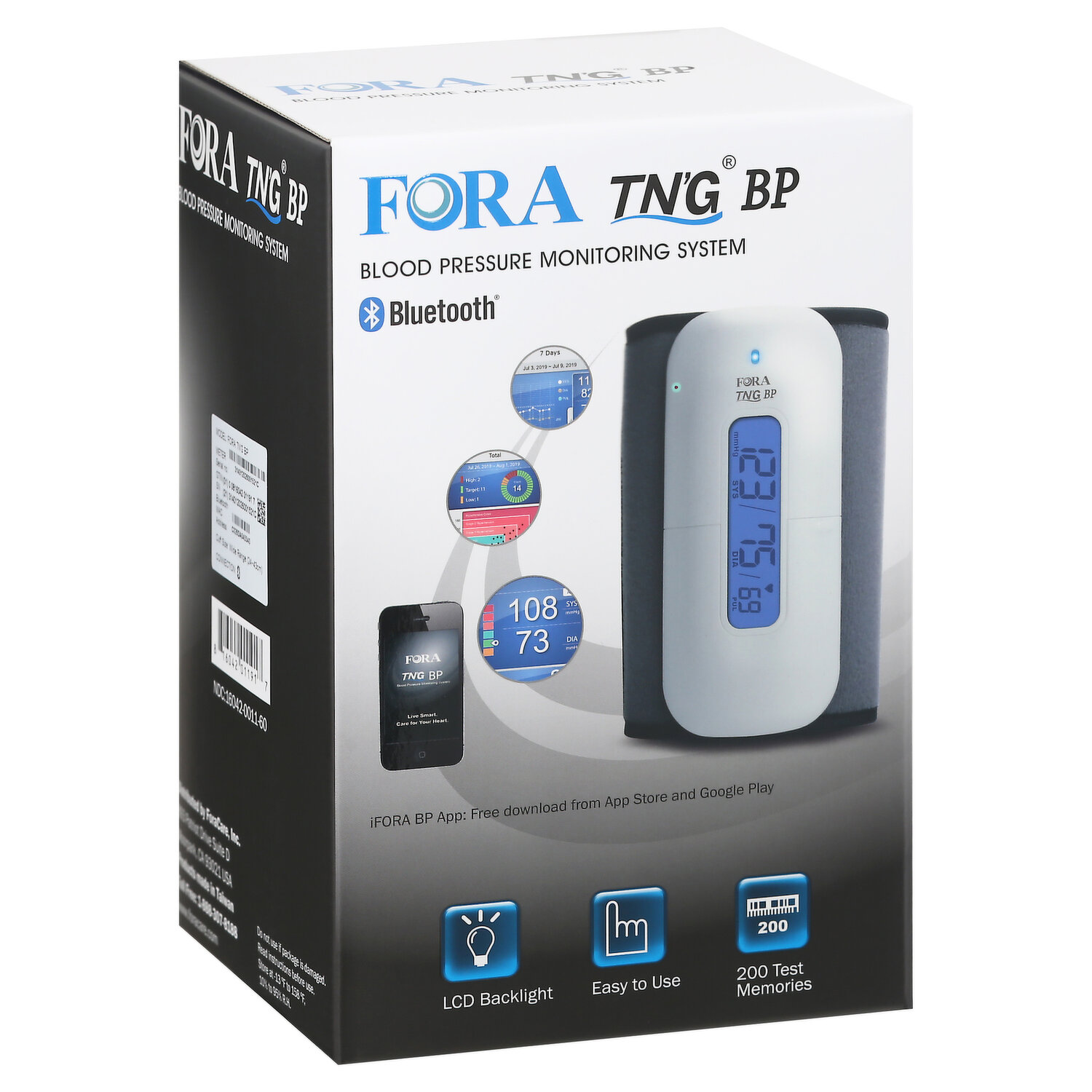 Fora Test N'Go Wireless Bluetooth Upper Arm Blood Pressure Monitor