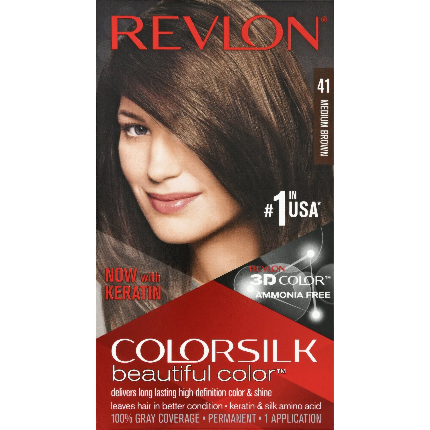 Colorsilk Beautiful Hair Permanent Hair Color, 41 Medium Brown, 1 Each