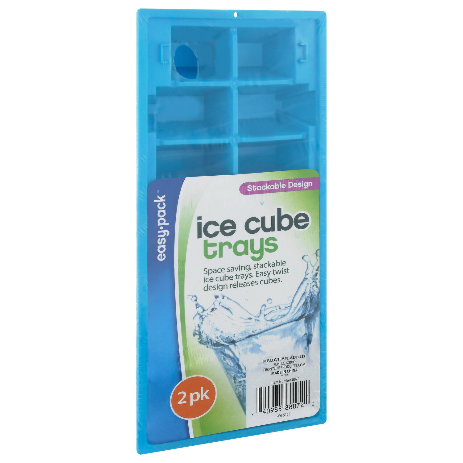 Home Basics 16 Compartment Square Plastic Stackable Ice Cube Tray with  Snap-on Cover, Blue, KITCHEN ORGANIZATION