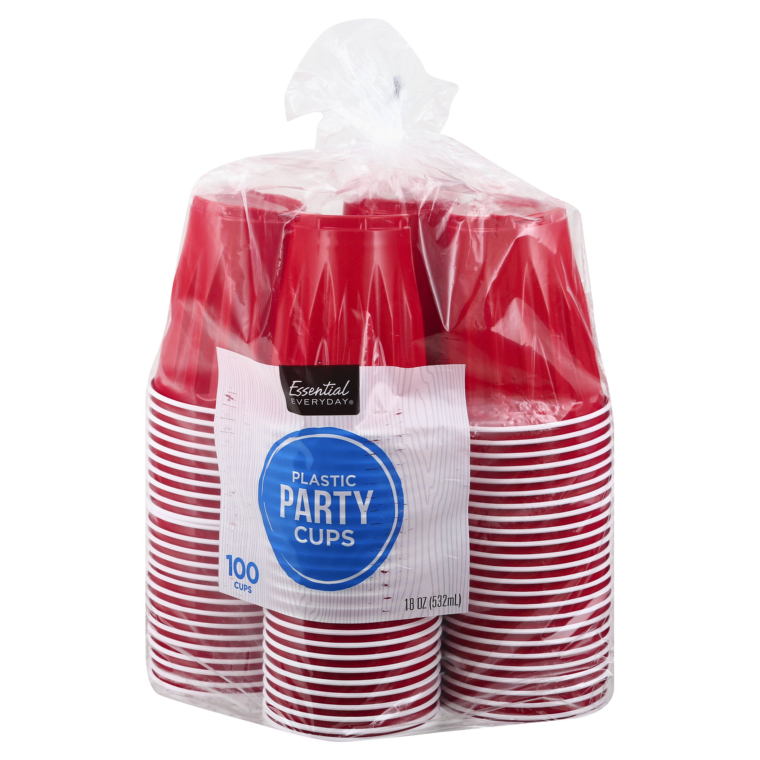 Great Value Everyday Disposable Plastic Cups, Red, 18 oz, 120