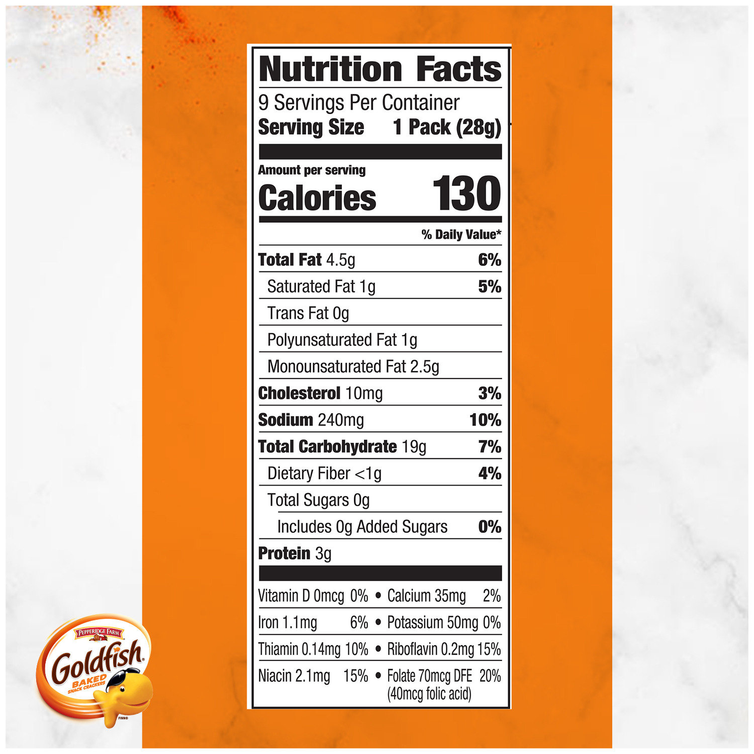 goldfish crackers nutrition label