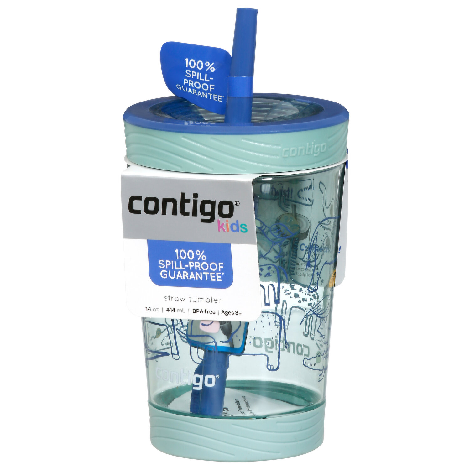 Contigo Kids Straw Tumbler Ages 3 BPA Free 14oz 100% Spill Free