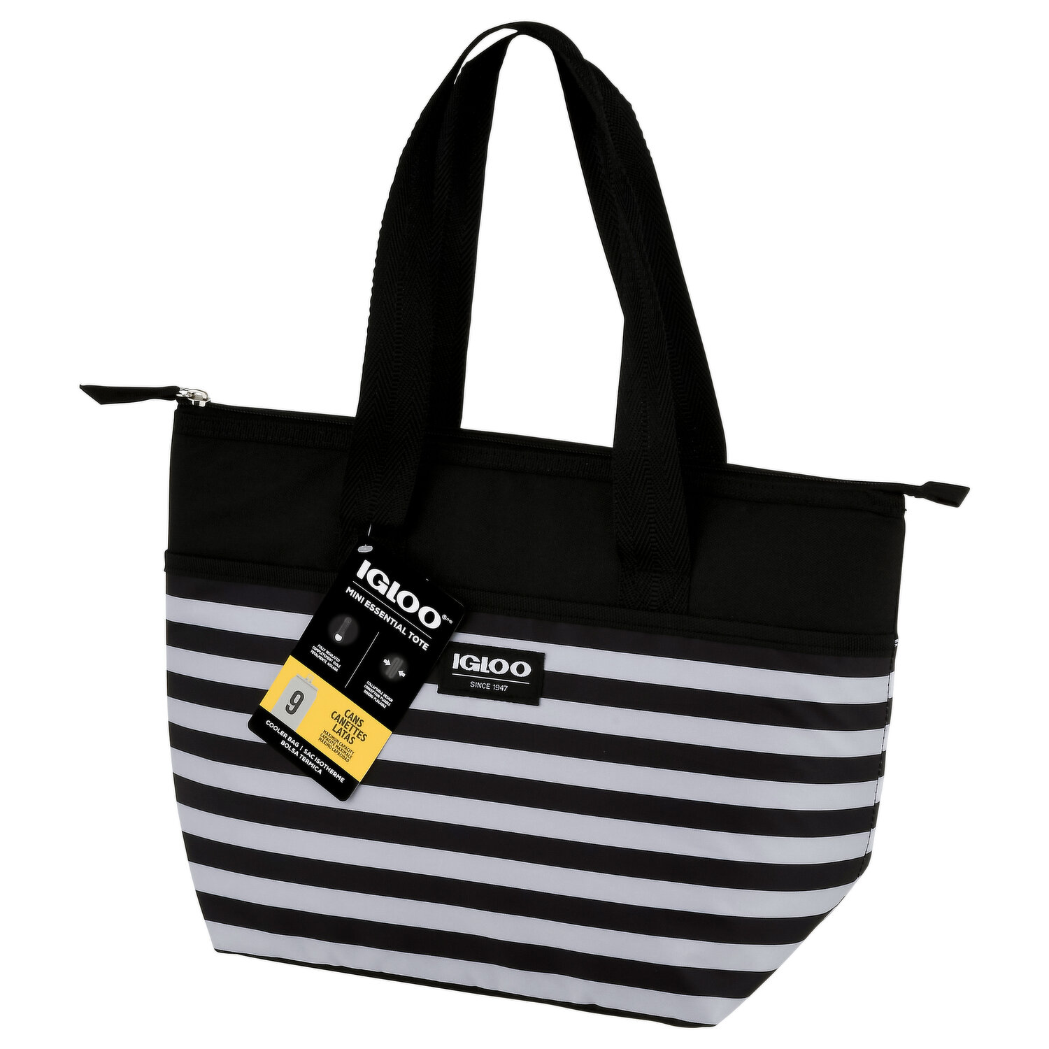 Igloo Cooler Bag Mini Essential Tote Black White Stripes 1 Each