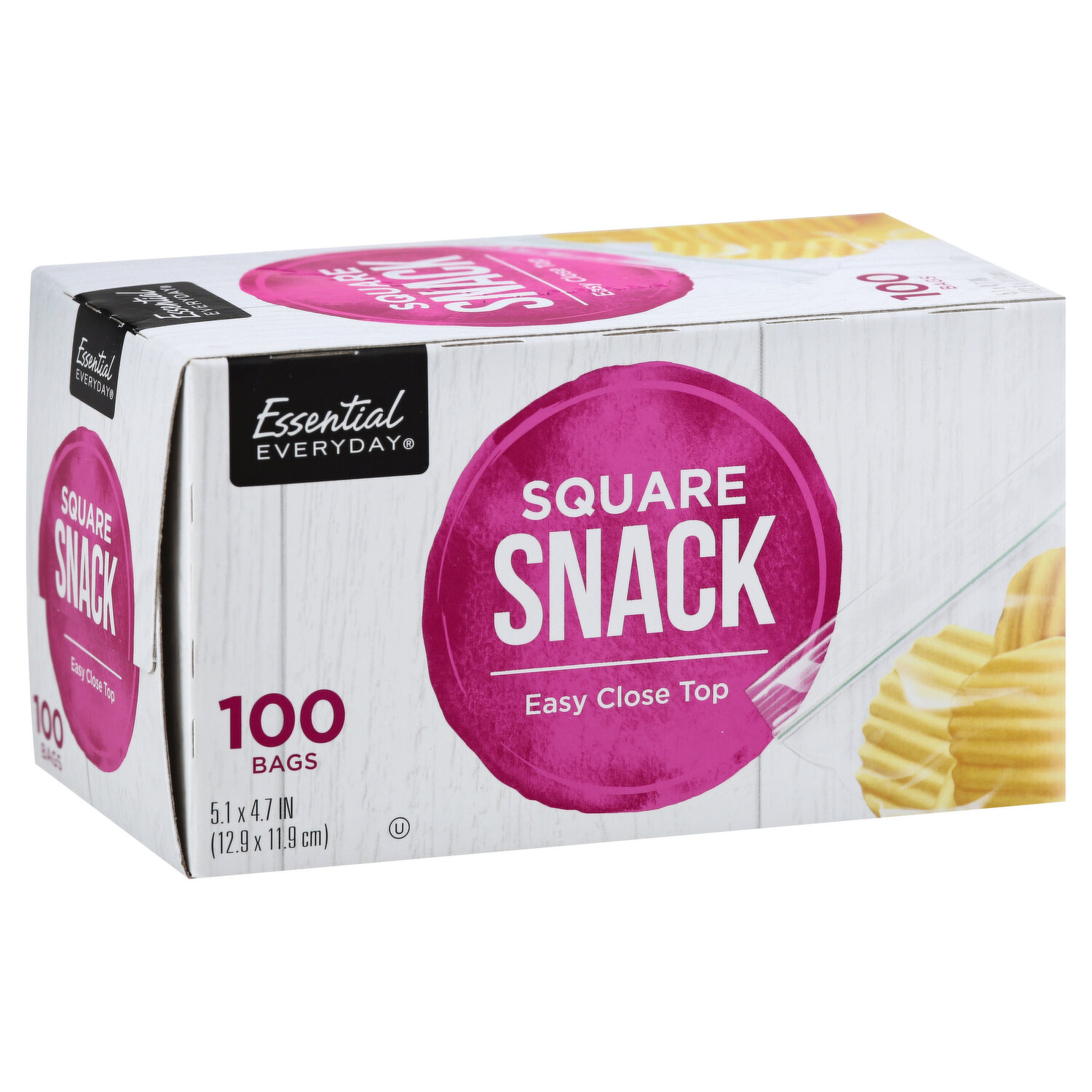 Great Value Fresh Seal Zipper Square Snack Bags, 200 Count 