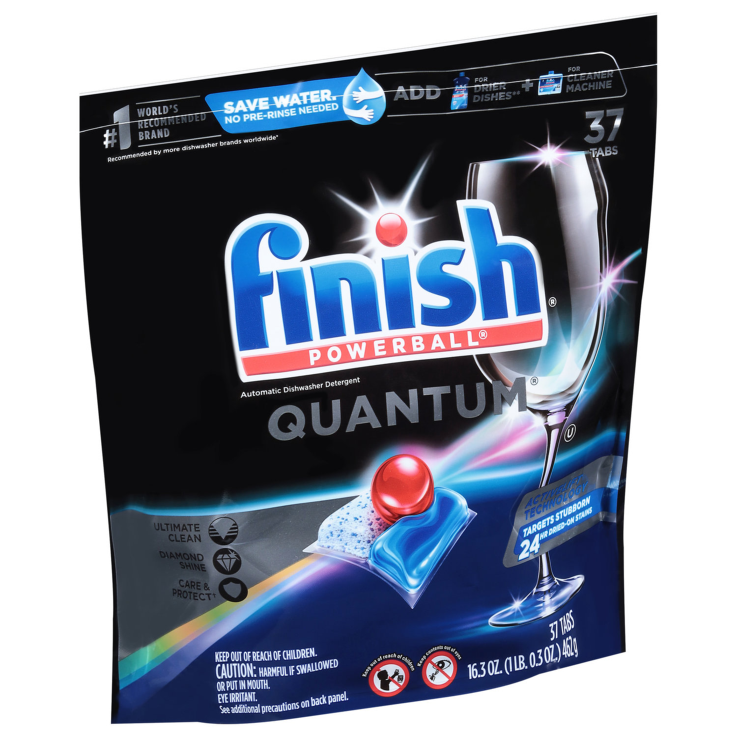 Finish Powerball Dishwasher Detergent, Automatic, Quantum, Tabs, 37 Each