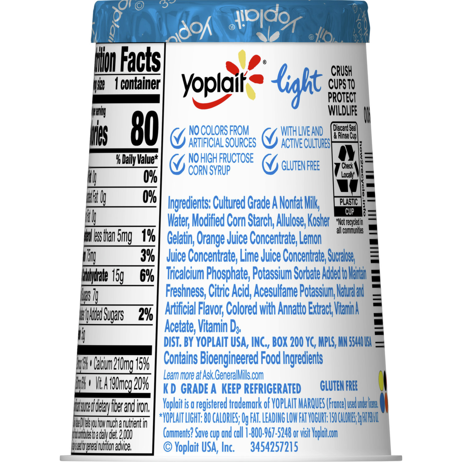 Yoplait Light Yogurt Fat Free Orange